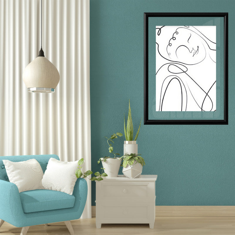 LuxuryStroke's Buddha Line Art Painting, Buddha Face Paintingand Black And White Buddha Painting - Contemporary Lineart Buddha Painting
