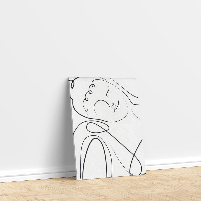 LuxuryStroke's Buddha Line Art Painting, Buddha Face Paintingand Black And White Buddha Painting - Contemporary Lineart Buddha Painting