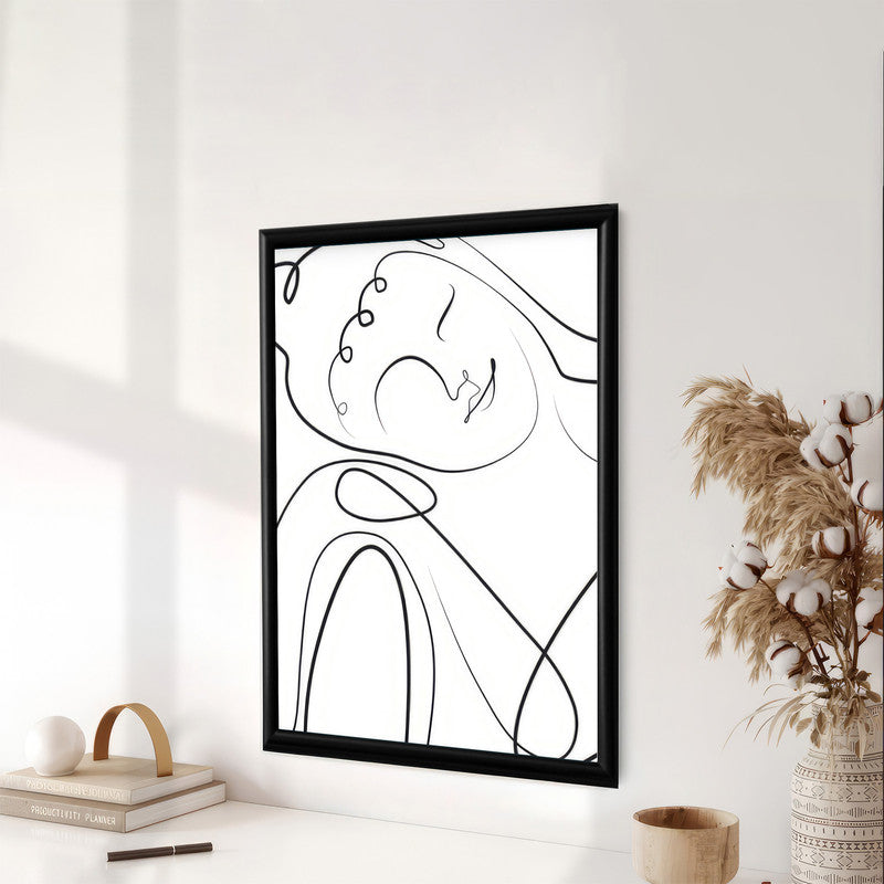 LuxuryStroke's Buddha Line Art Painting, Buddha Face Paintingand Black And White Buddha Painting - Contemporary Lineart Buddha Painting