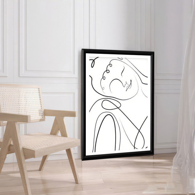 LuxuryStroke's Buddha Line Art Painting, Buddha Face Paintingand Black And White Buddha Painting - Contemporary Lineart Buddha Painting