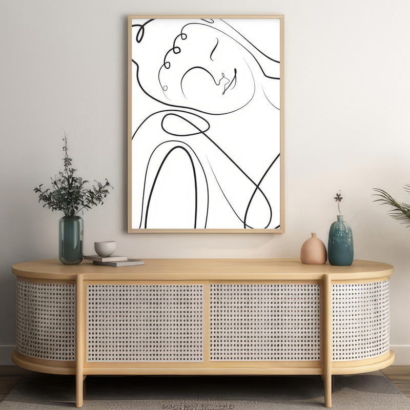 LuxuryStroke's Buddha Line Art Painting, Buddha Face Paintingand Black And White Buddha Painting - Contemporary Lineart Buddha Painting
