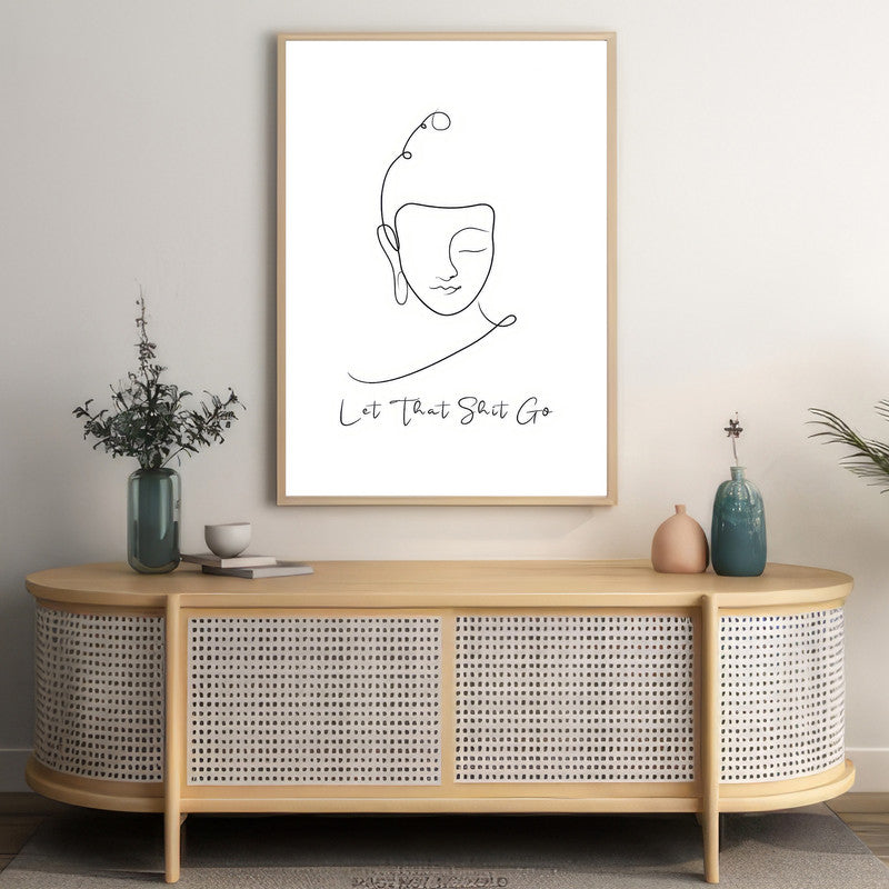 LuxuryStroke's Buddha Line Art Painting, Black And White Buddha Paintingand Buddha Face Painting - Contemporary Lineart Buddha Painting