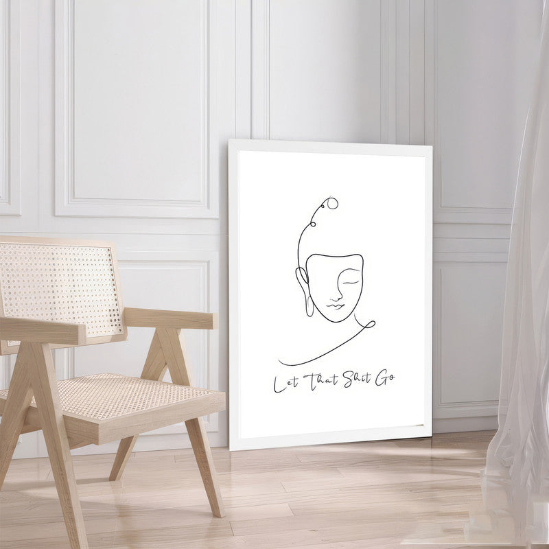 LuxuryStroke's Buddha Line Art Painting, Black And White Buddha Paintingand Buddha Face Painting - Contemporary Lineart Buddha Painting