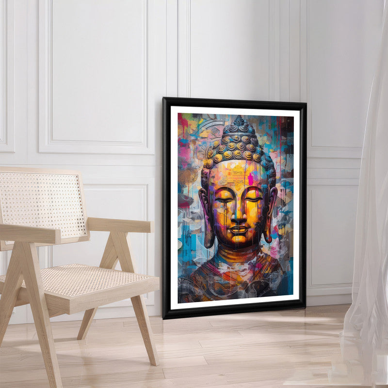 LuxuryStroke's Buddha Face Acrylic Painting, Buddha Face Paintingand Buddha Acrylic Painting - Contemporary Watercolour Buddha Painting