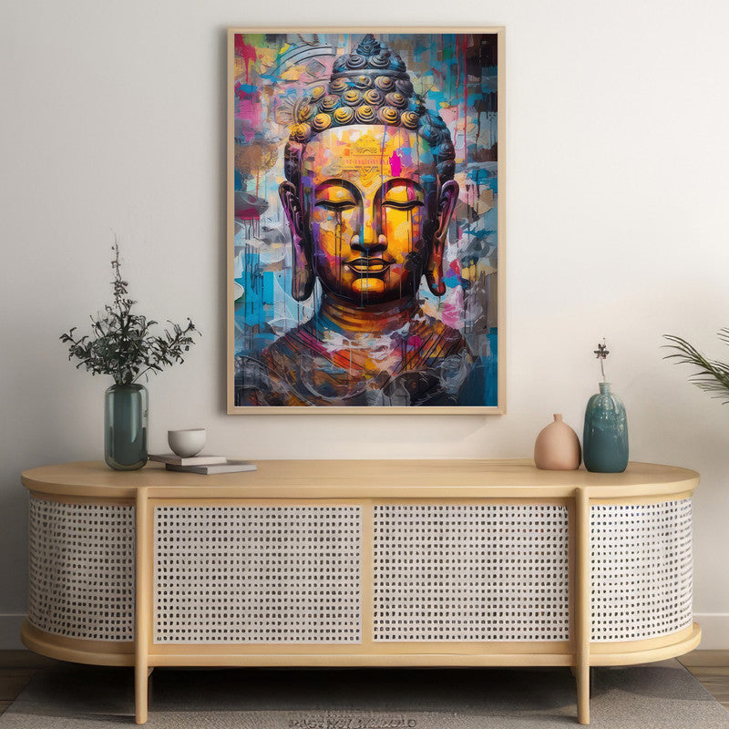 LuxuryStroke's Buddha Face Acrylic Painting, Buddha Face Paintingand Buddha Acrylic Painting - Contemporary Watercolour Buddha Painting