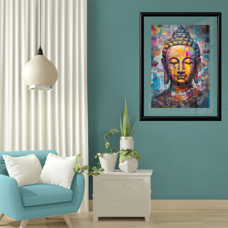LuxuryStroke's Buddha Face Acrylic Painting, Buddha Face Paintingand Buddha Acrylic Painting - Contemporary Watercolour Buddha Painting