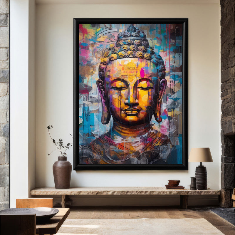 LuxuryStroke's Buddha Face Acrylic Painting, Buddha Face Paintingand Buddha Acrylic Painting - Contemporary Watercolour Buddha Painting