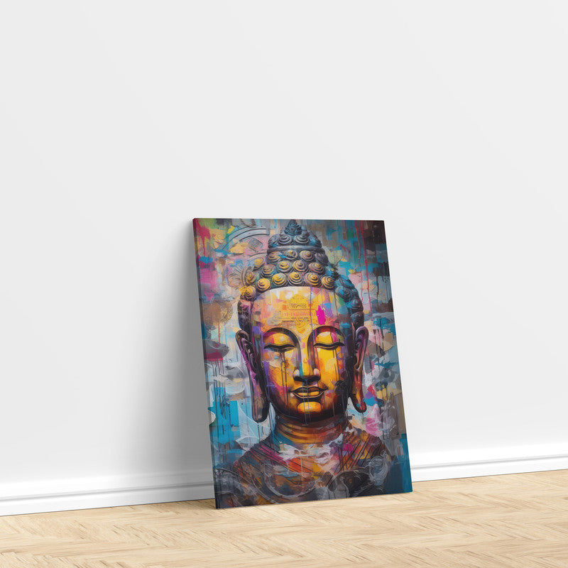 LuxuryStroke's Buddha Face Acrylic Painting, Buddha Face Paintingand Buddha Acrylic Painting - Contemporary Watercolour Buddha Painting