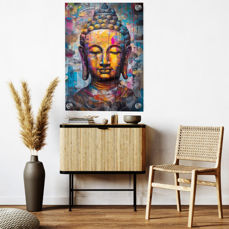 LuxuryStroke's Buddha Face Acrylic Painting, Buddha Face Paintingand Buddha Acrylic Painting - Contemporary Watercolour Buddha Painting