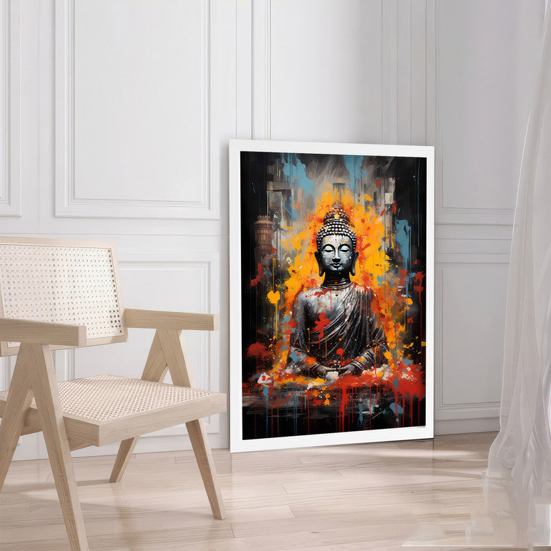 LuxuryStroke's Meditating Buddha Painting, Gautam Buddha Acrylic Paintingand Acrylic Buddha Painting - Contemporary Buddha Painting