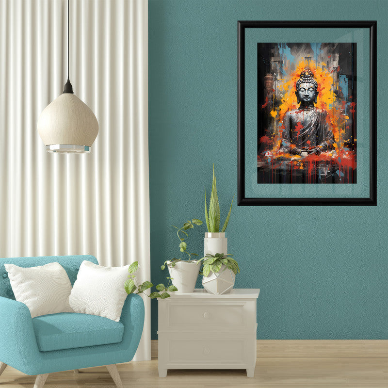 LuxuryStroke's Meditating Buddha Painting, Gautam Buddha Acrylic Paintingand Acrylic Buddha Painting - Contemporary Buddha Painting