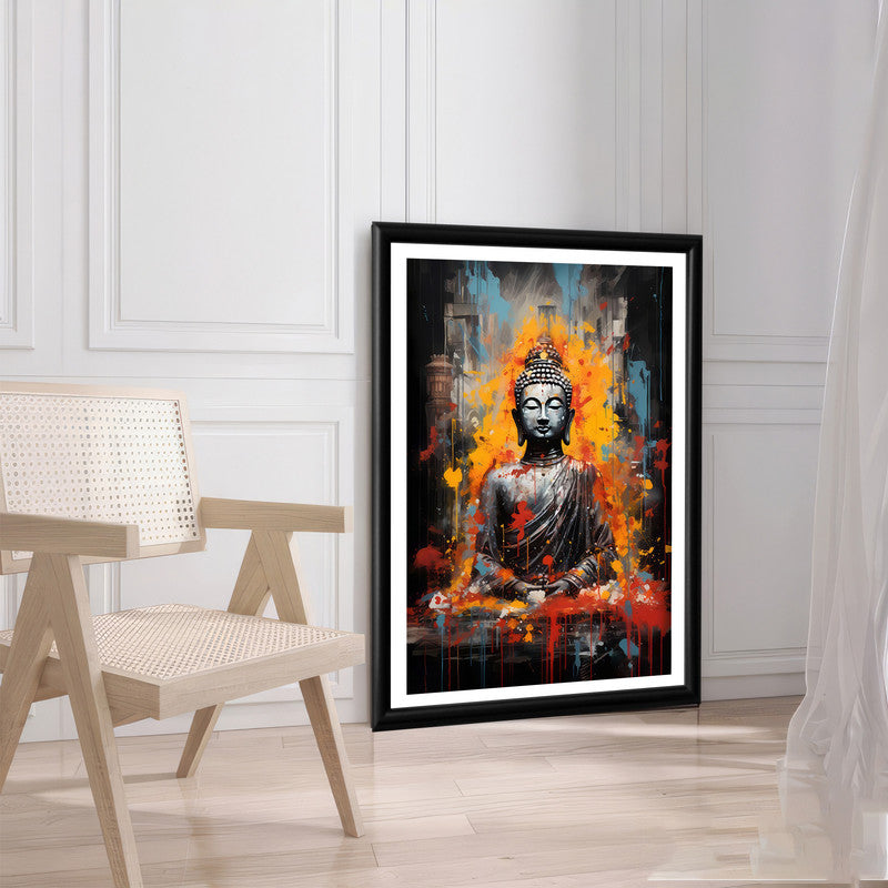 LuxuryStroke's Meditating Buddha Painting, Gautam Buddha Acrylic Paintingand Acrylic Buddha Painting - Contemporary Buddha Painting