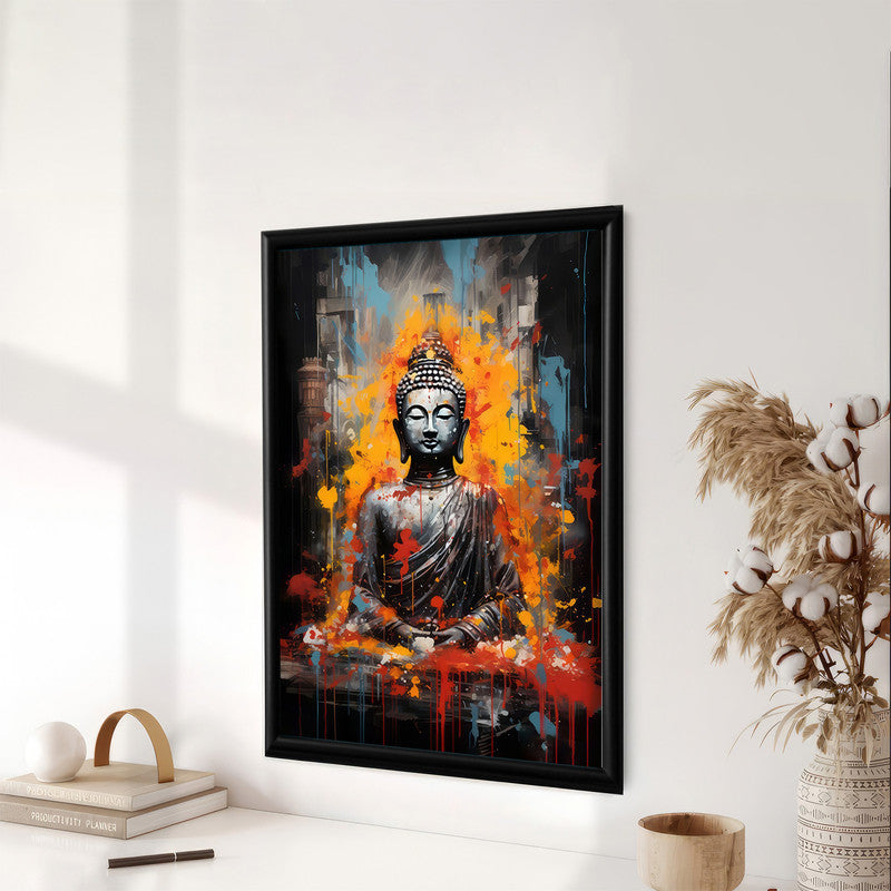 LuxuryStroke's Meditating Buddha Painting, Gautam Buddha Acrylic Paintingand Acrylic Buddha Painting - Contemporary Buddha Painting