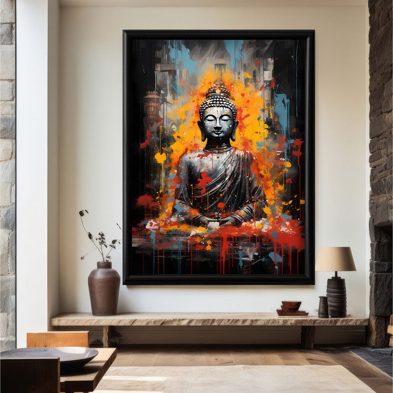 LuxuryStroke's Meditating Buddha Painting, Gautam Buddha Acrylic Paintingand Acrylic Buddha Painting - Contemporary Buddha Painting