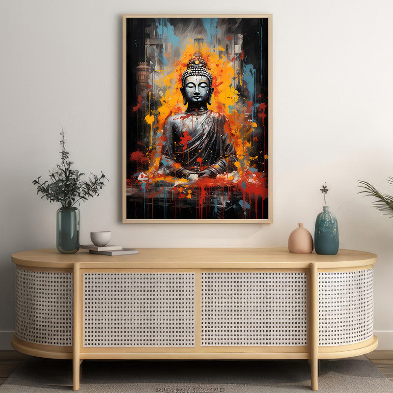 LuxuryStroke's Meditating Buddha Painting, Gautam Buddha Acrylic Paintingand Acrylic Buddha Painting - Contemporary Buddha Painting
