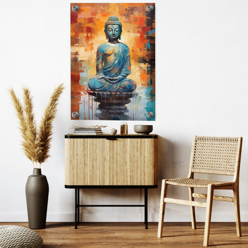 LuxuryStroke's Meditating Buddha Painting, Abstract Art Buddhaand Buddha Acrylic Painting - Contemporary Buddha Painting