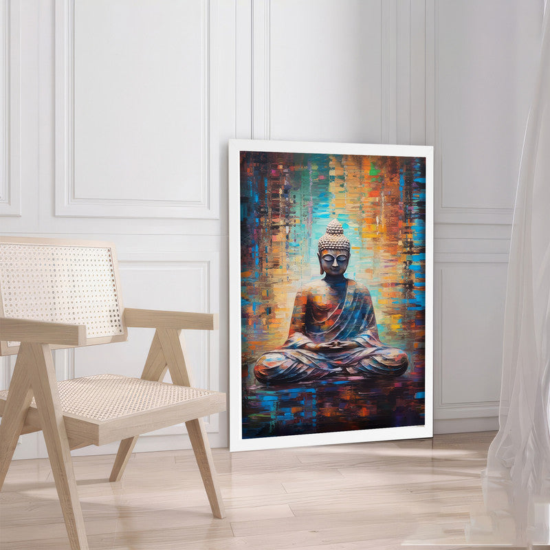 LuxuryStroke's Meditating Buddha Painting, Abstract Buddha Paintingand Buddha Paintings For Living Room - Contemporary Buddha Painting