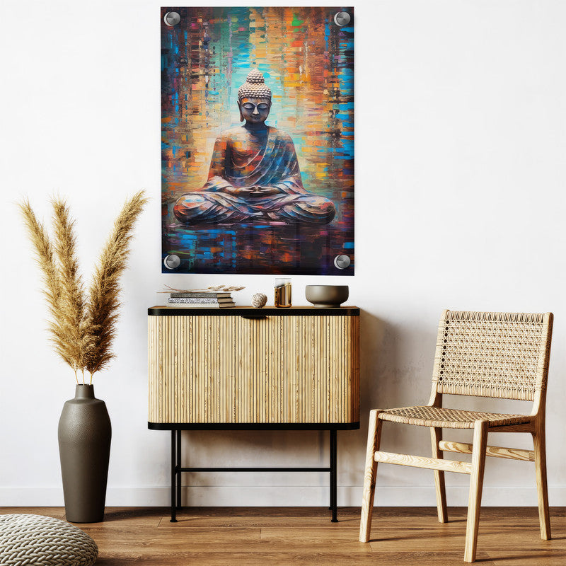 LuxuryStroke's Meditating Buddha Painting, Abstract Buddha Paintingand Buddha Paintings For Living Room - Contemporary Buddha Painting