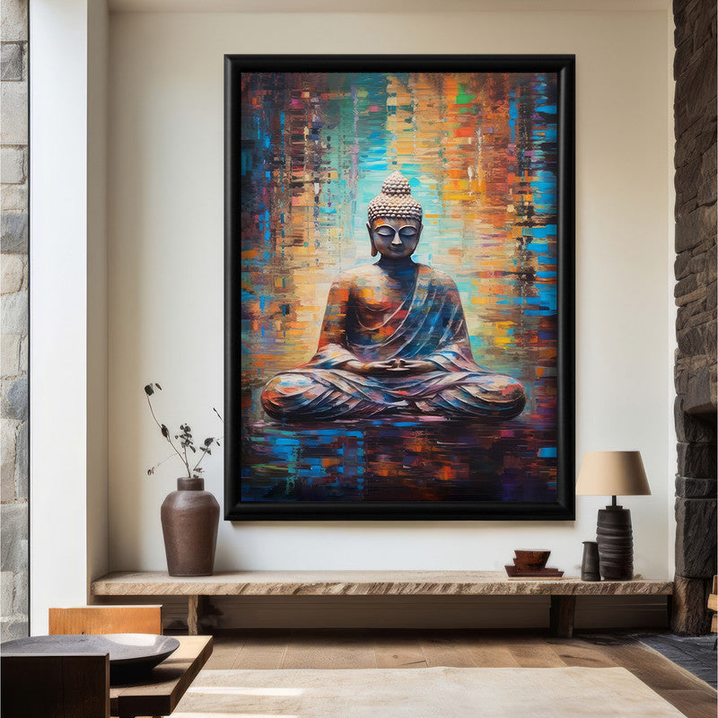 LuxuryStroke's Meditating Buddha Painting, Abstract Buddha Paintingand Buddha Paintings For Living Room - Contemporary Buddha Painting