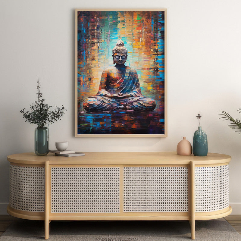 LuxuryStroke's Meditating Buddha Painting, Abstract Buddha Paintingand Buddha Paintings For Living Room - Contemporary Buddha Painting
