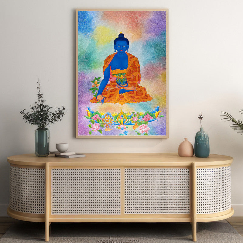 LuxuryStroke's Meditating Buddha Painting, Buddha Face Paintingand Buddha Abstract Art - Medicine Buddha Painting