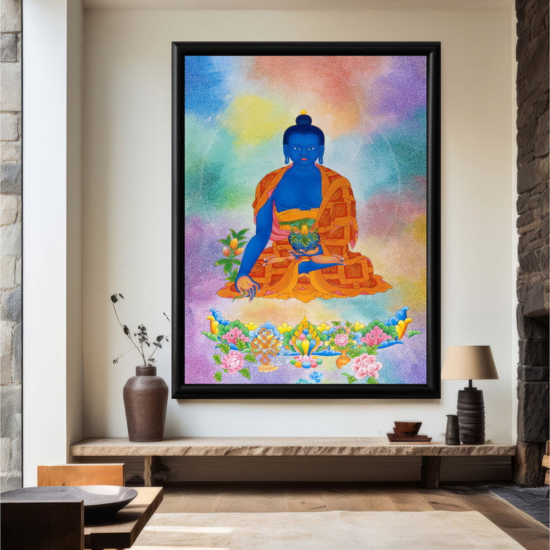 LuxuryStroke's Meditating Buddha Painting, Buddha Face Paintingand Buddha Abstract Art - Medicine Buddha Painting