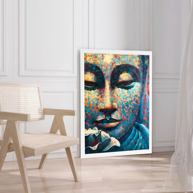 LuxuryStroke's Buddha Face Acrylic Painting, Buddha Face Paintingand Buddha Paintings For Living Room - Contemporary Buddha Painting