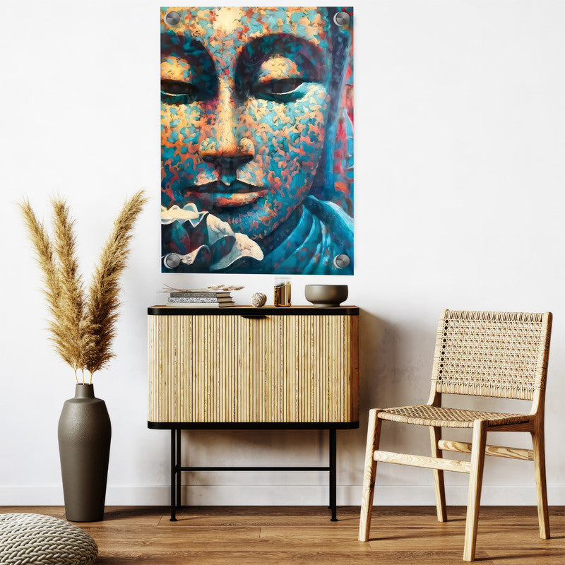 LuxuryStroke's Buddha Face Acrylic Painting, Buddha Face Paintingand Buddha Paintings For Living Room - Contemporary Buddha Painting