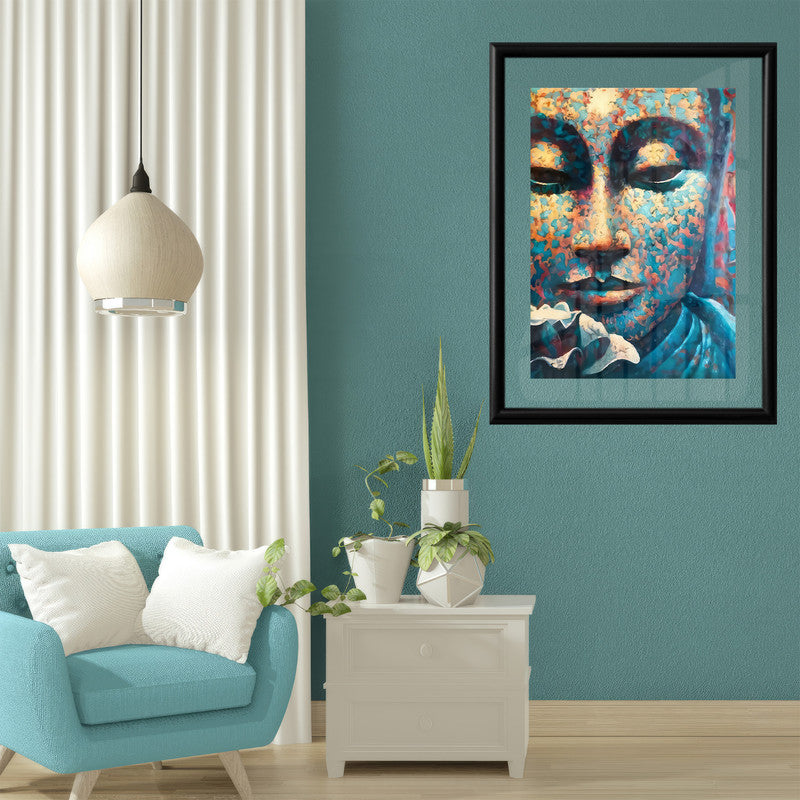 LuxuryStroke's Buddha Face Acrylic Painting, Buddha Face Paintingand Buddha Paintings For Living Room - Contemporary Buddha Painting