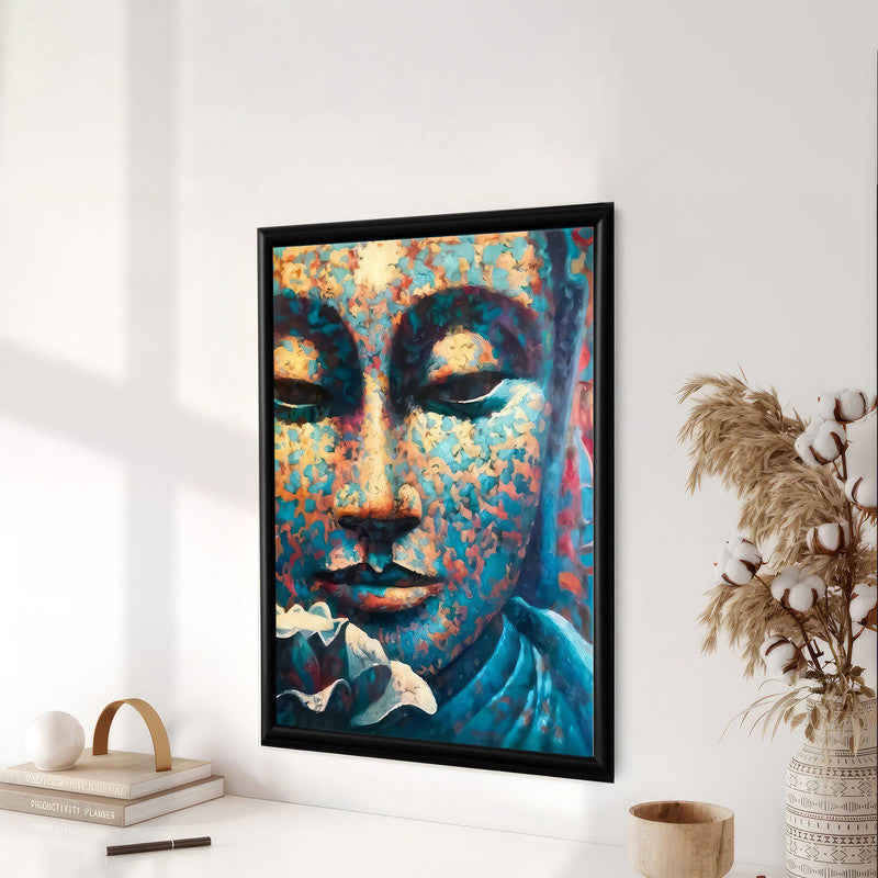 LuxuryStroke's Buddha Face Acrylic Painting, Buddha Face Paintingand Buddha Paintings For Living Room - Contemporary Buddha Painting
