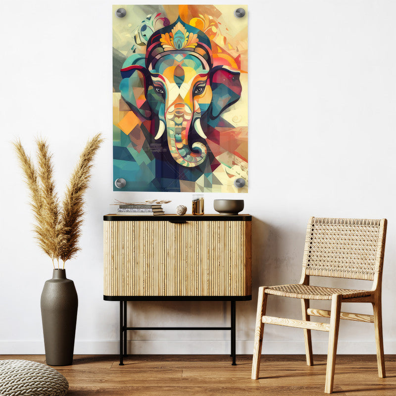 LuxuryStroke's Ganesh Modern Art, Ganpati Acrylic Paintingand Creative Ganesha Painting - Contemporary Ganesha Painting