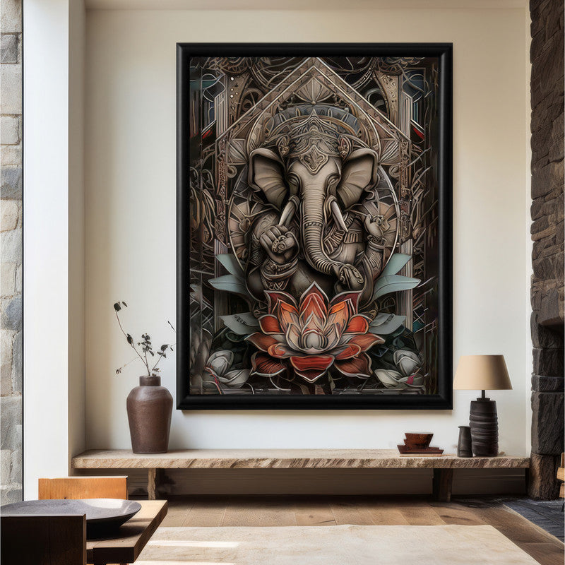 LuxuryStroke's Ganpati Acrylic Painting, Ganesh Modern Artand Acrylic Ganesha Painting - Contemporary Ganesha Painting