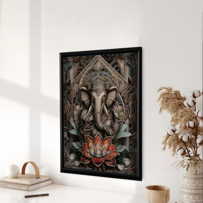 LuxuryStroke's Ganpati Acrylic Painting, Ganesh Modern Artand Acrylic Ganesha Painting - Contemporary Ganesha Painting