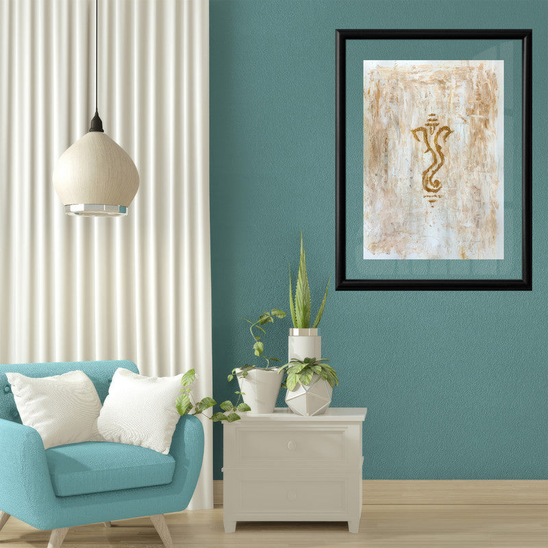 LuxuryStroke's Creative Ganesha Painting, Acrylic Ganesha Paintingand Ganeshji Line Art - Contemporary Textured Ganesha Painting