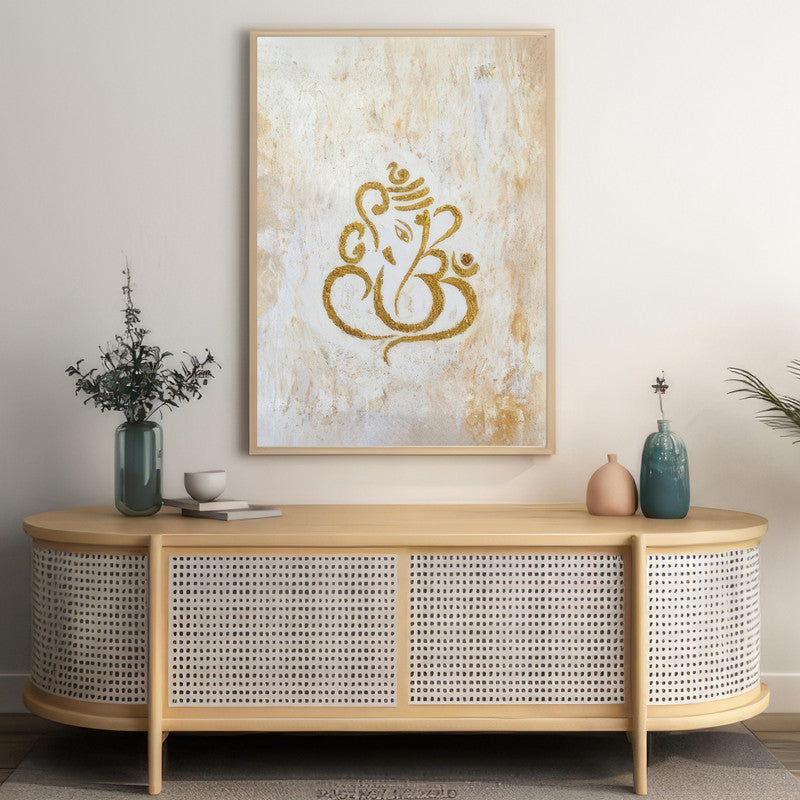 LuxuryStroke's Abstract Ganesha Doodle Art, Ganesh Line Artand Ganeshji Line Art - Contemporary Textured Ganesha Painting