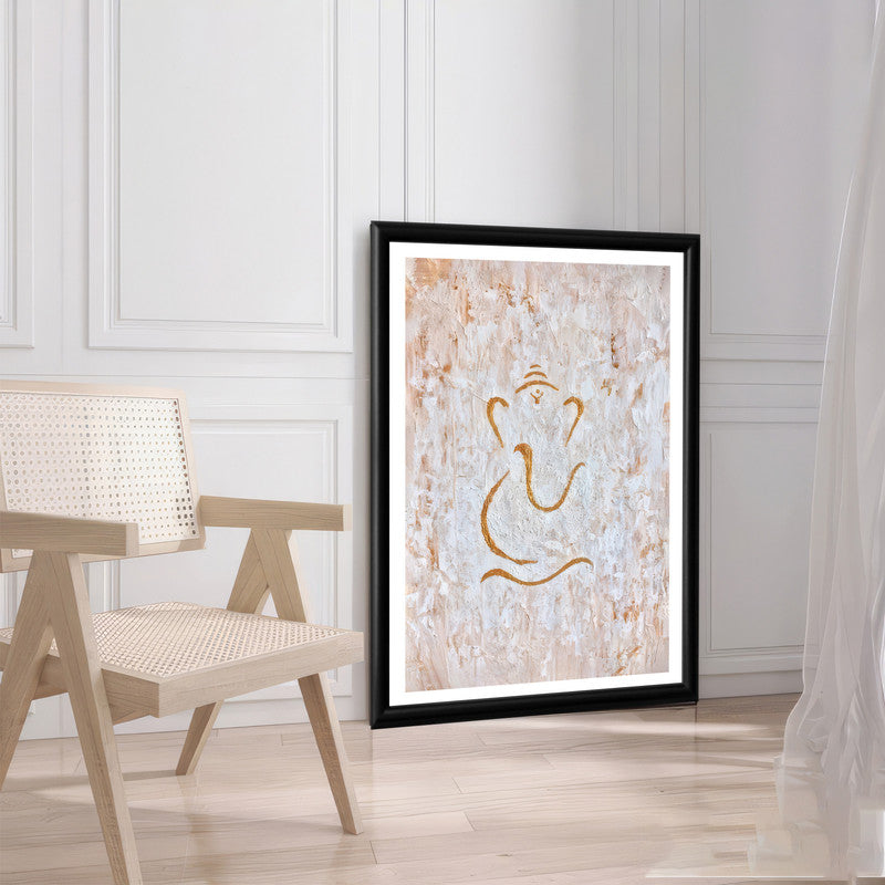 LuxuryStroke's Abstract Ganesha Doodle Art, Ganesh Line Artand Ganeshji Line Art - Contemporary Textured Ganesha Painting