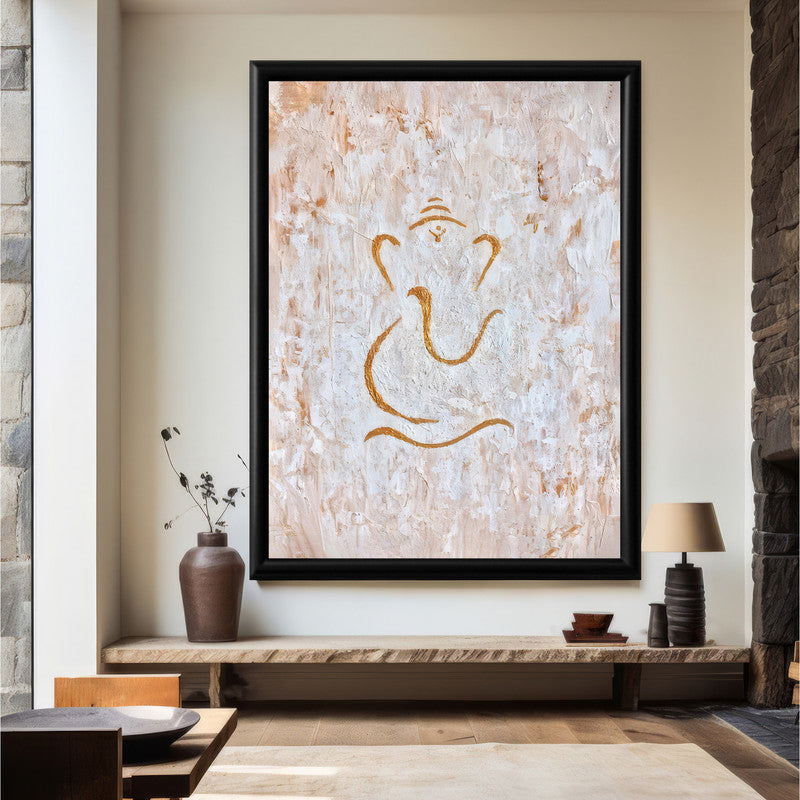 LuxuryStroke's Abstract Ganesha Doodle Art, Ganesh Line Artand Ganeshji Line Art - Contemporary Textured Ganesha Painting