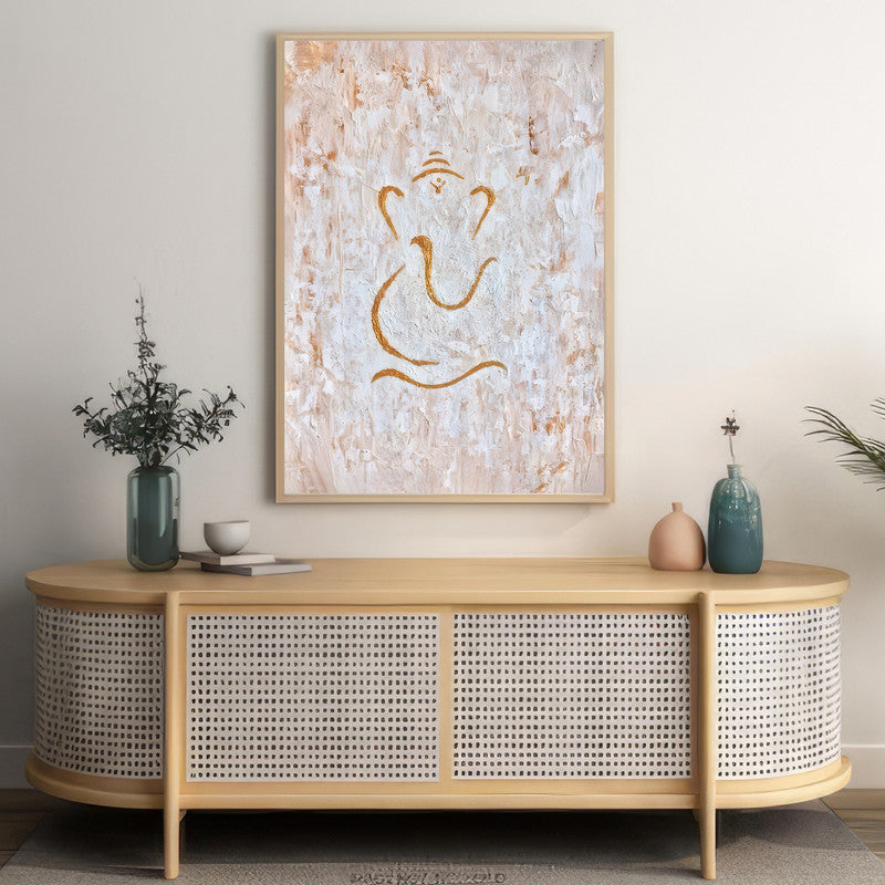 LuxuryStroke's Abstract Ganesha Doodle Art, Ganesh Line Artand Ganeshji Line Art - Contemporary Textured Ganesha Painting