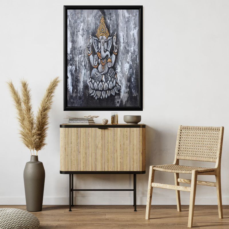 LuxuryStroke's Ganpati Acrylic Painting, Ganesh Line Artand Ganpati Acrylic Painting - Contemporary Ganesha Abstract Painting