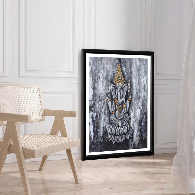 LuxuryStroke's Ganpati Acrylic Painting, Ganesh Line Artand Ganpati Acrylic Painting - Contemporary Ganesha Abstract Painting