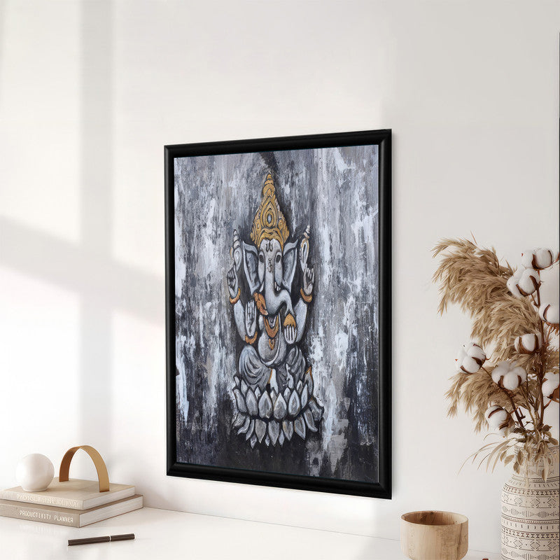 LuxuryStroke's Ganpati Acrylic Painting, Ganesh Line Artand Ganpati Acrylic Painting - Contemporary Ganesha Abstract Painting