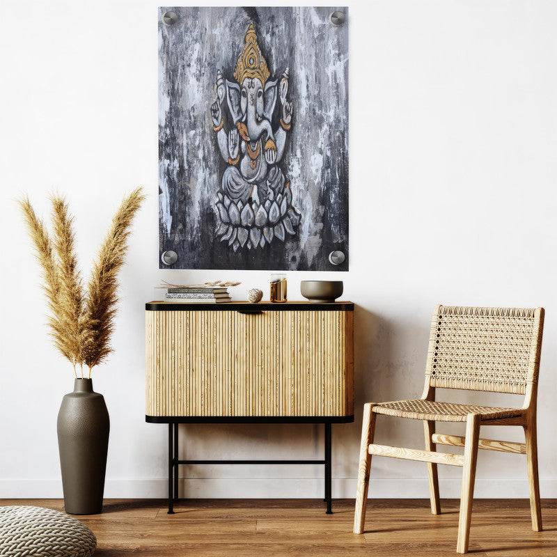 LuxuryStroke's Ganpati Acrylic Painting, Ganesh Line Artand Ganpati Acrylic Painting - Contemporary Ganesha Abstract Painting