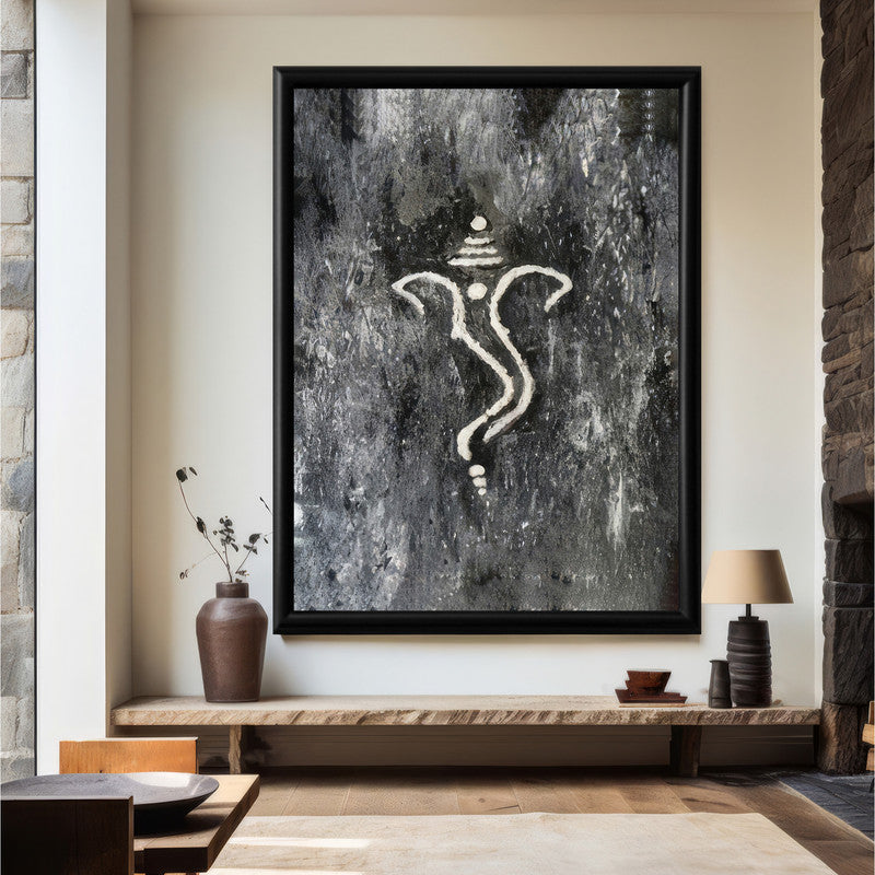 LuxuryStroke's Ganpati Acrylic Painting, Ganesh Line Artand Ganpati Acrylic Painting - Contemporary Ganesha Abstract Painting