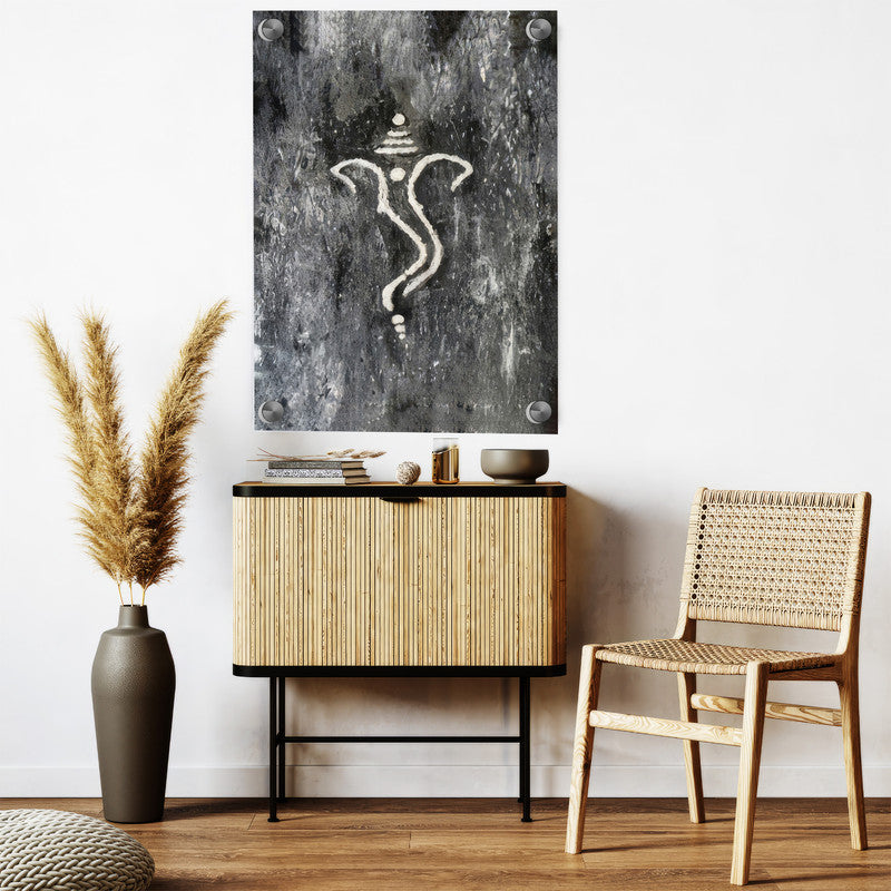 LuxuryStroke's Ganpati Acrylic Painting, Ganesh Line Artand Ganpati Acrylic Painting - Contemporary Ganesha Abstract Painting