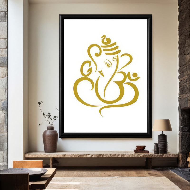 LuxuryStroke's Abstract Ganesha Doodle Art, Ganesh Line Artand Ganeshji Line Art - Contemporary Elegant Lord Ganesha Painting