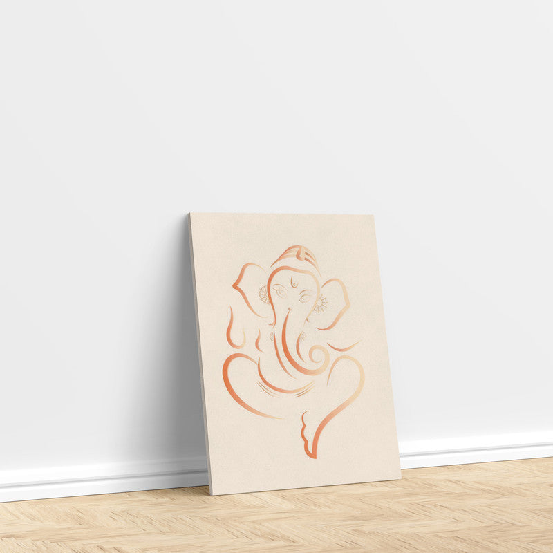 LuxuryStroke's Abstract Ganesha Doodle Art, Ganesh Line Artand Ganeshji Line Art - Contemporary Simple Ganesha Painting in Beige Pastel Colour