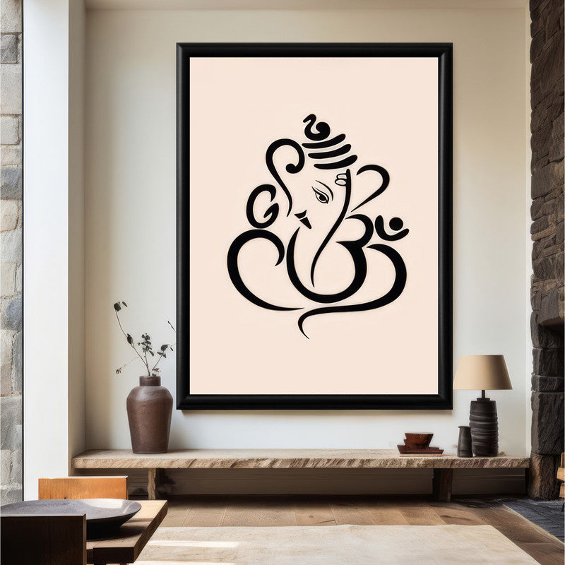 LuxuryStroke's Abstract Ganesha Doodle Art, Ganesh Line Artand Ganeshji Line Art - Contemporary Modern and Elegant Ganesha Painting