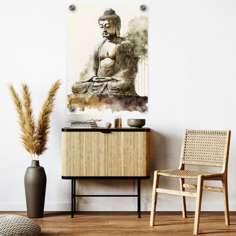 LuxuryStroke's Meditating Buddha Painting, Buddha Abstract Artand Buddha Acrylic Painting - Buddha's Enlightened Serenity: Spiritual Artistry
