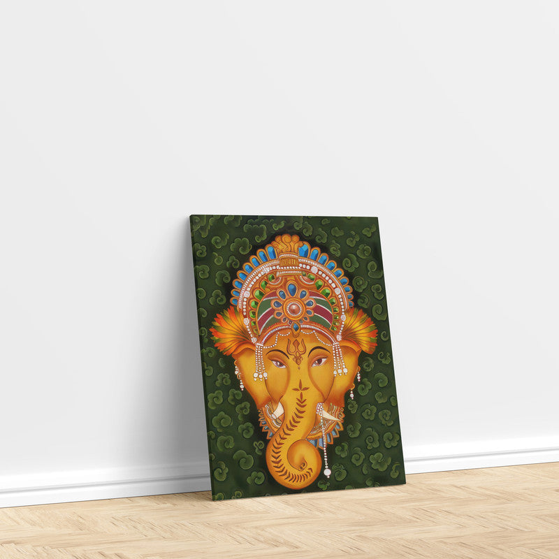 LuxuryStroke's Creative Ganesha Painting, Ganpati Artworkand Acrylic Ganesha Painting - Contemporary Lord Ganesha Kerala Mural Style Art Painting