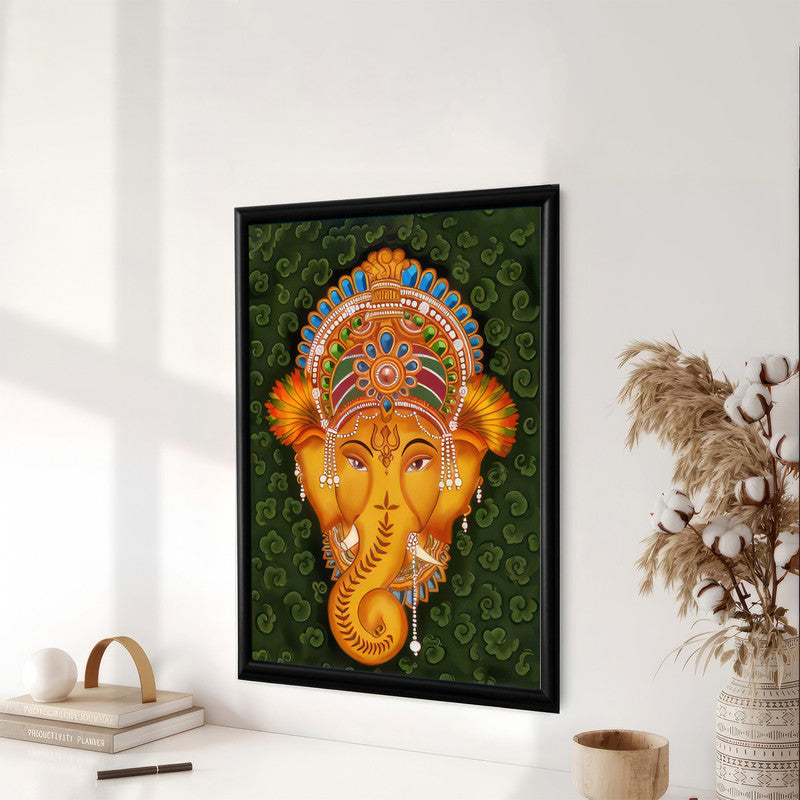 LuxuryStroke's Creative Ganesha Painting, Ganpati Artworkand Acrylic Ganesha Painting - Contemporary Lord Ganesha Kerala Mural Style Art Painting